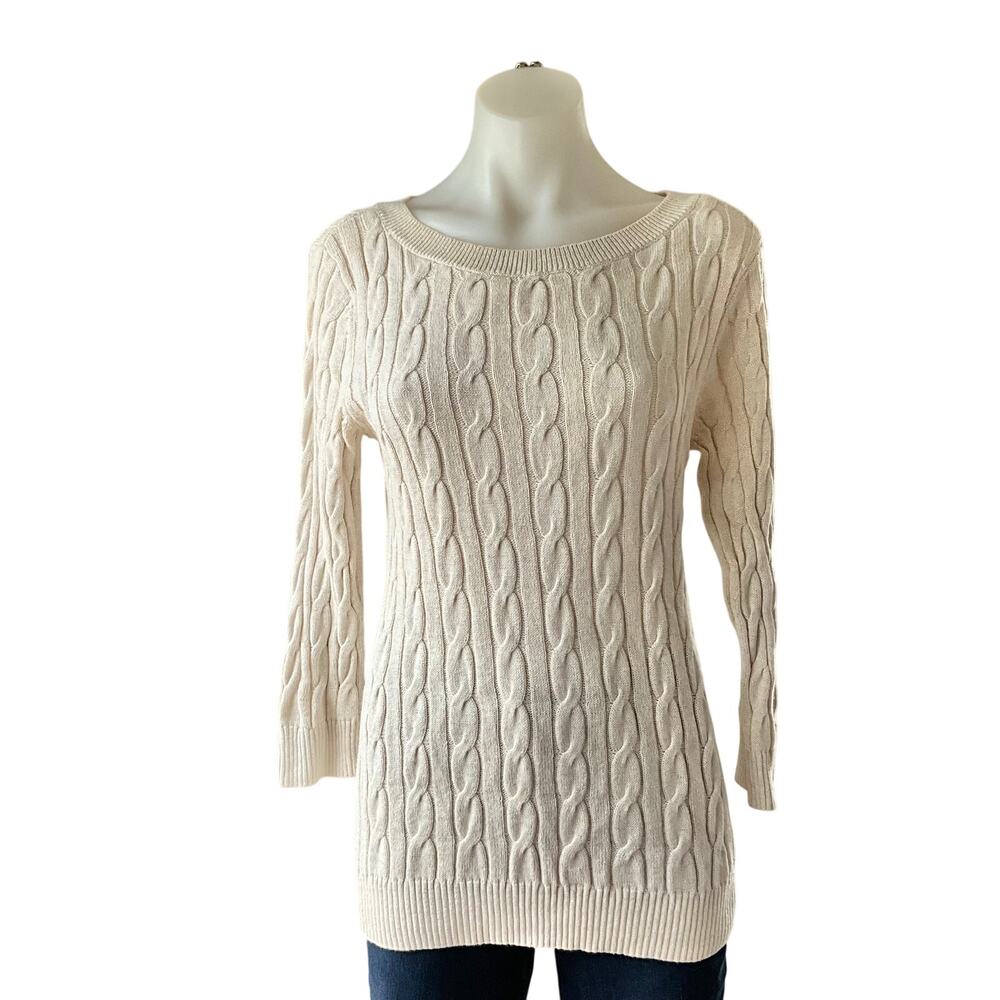 Ann Taylor LOFT Sparkling Cable Knit Sweater: Y2K, Modern